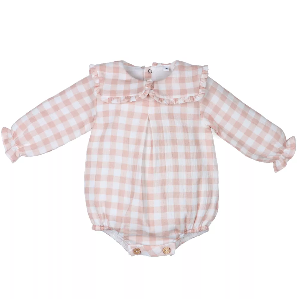 Pelele para bebes cuadros rosas POPYS